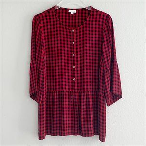 J.Jill Buffalo Check Baby Doll Top - Small